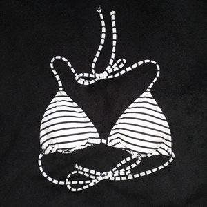 Victoria's Secret Black and White Striped Triangle Bikini Top